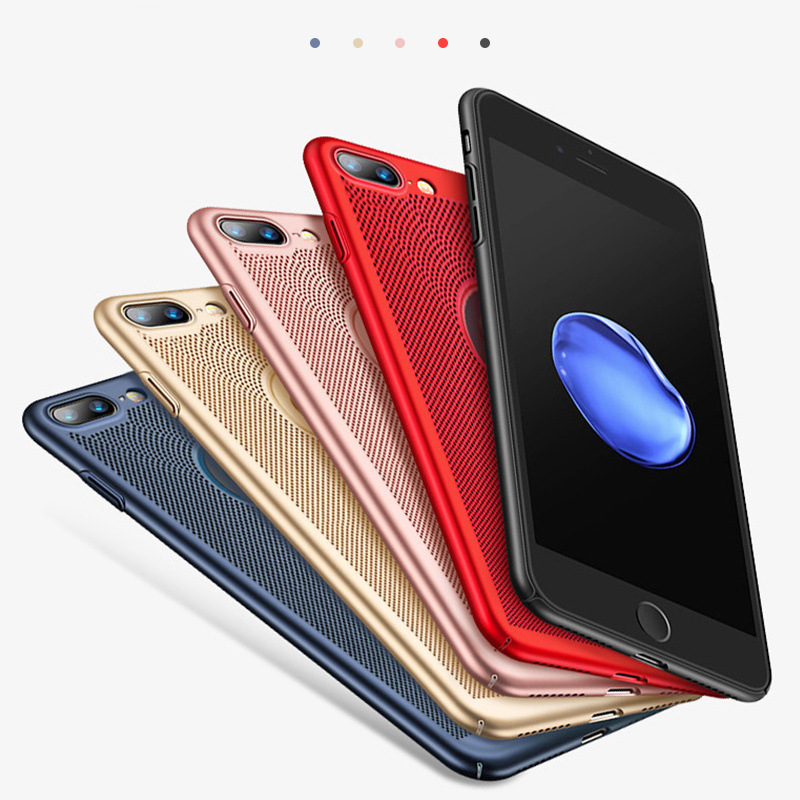 Ốp điện thoại PC cứng siêu mỏng có lỗ thoát nhiệt cho iPhone XS Max XR X 8 7 6 6s Plus 5 5S SE