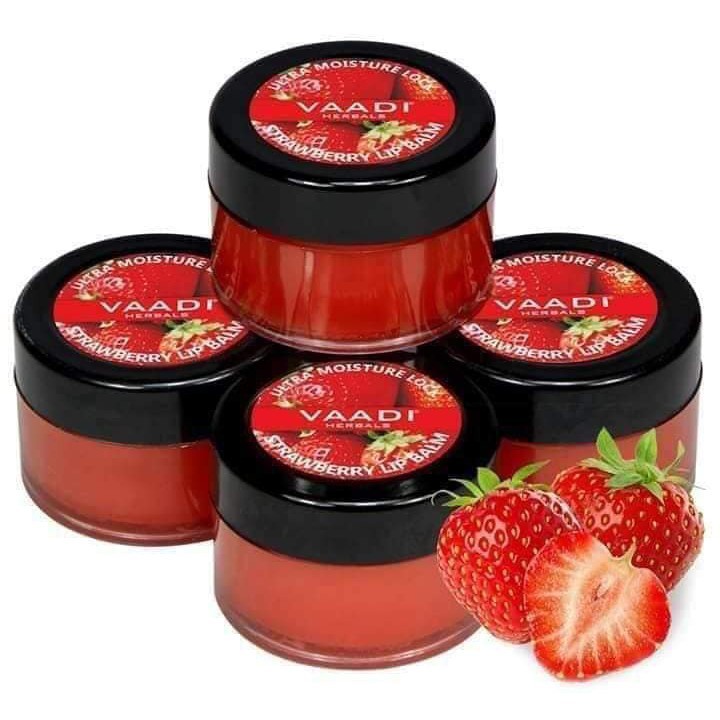 Son dưỡng môi dâu tây Vaadi Herbals Strawberry Lip Balm 10g