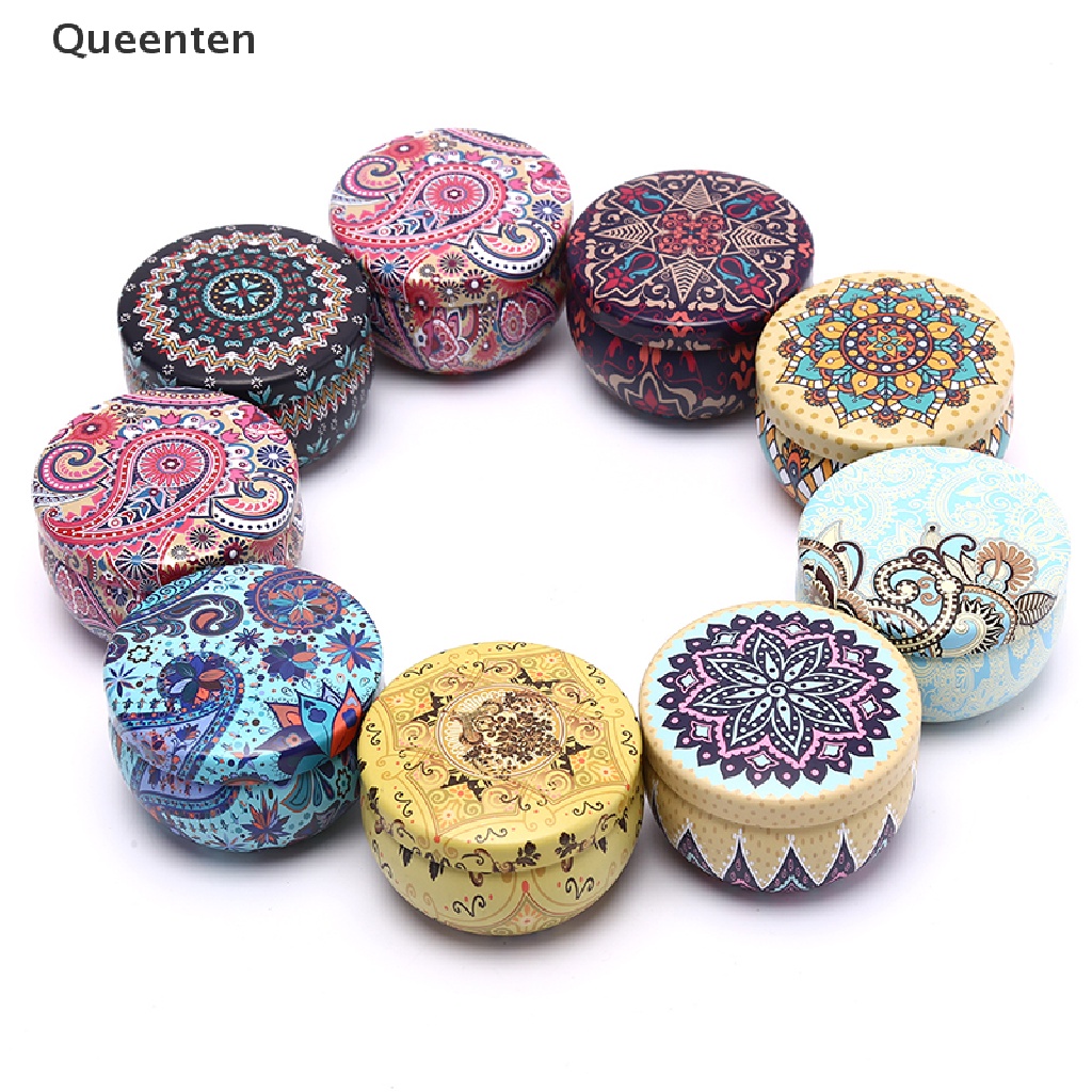 Hộp thiếc đựng trà/kẹo họa tiết hoa phong cách retro