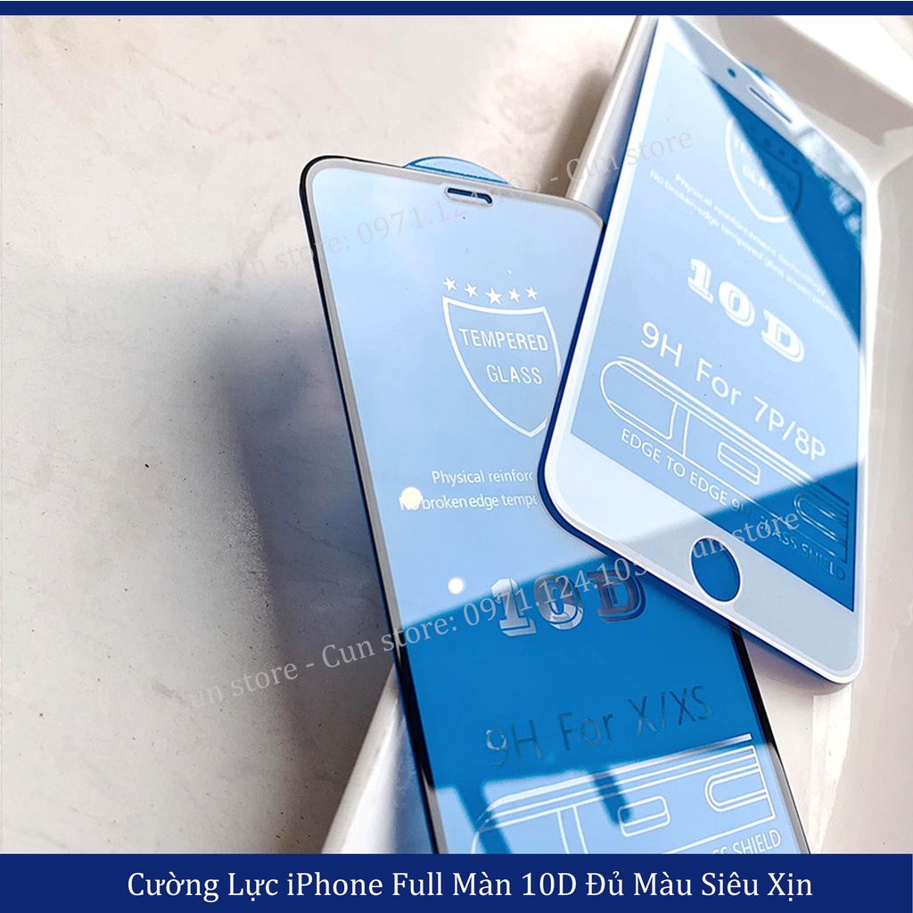 Kính cường lực iPhone 10D full màn hạn chế bám vân tay đủ dòng