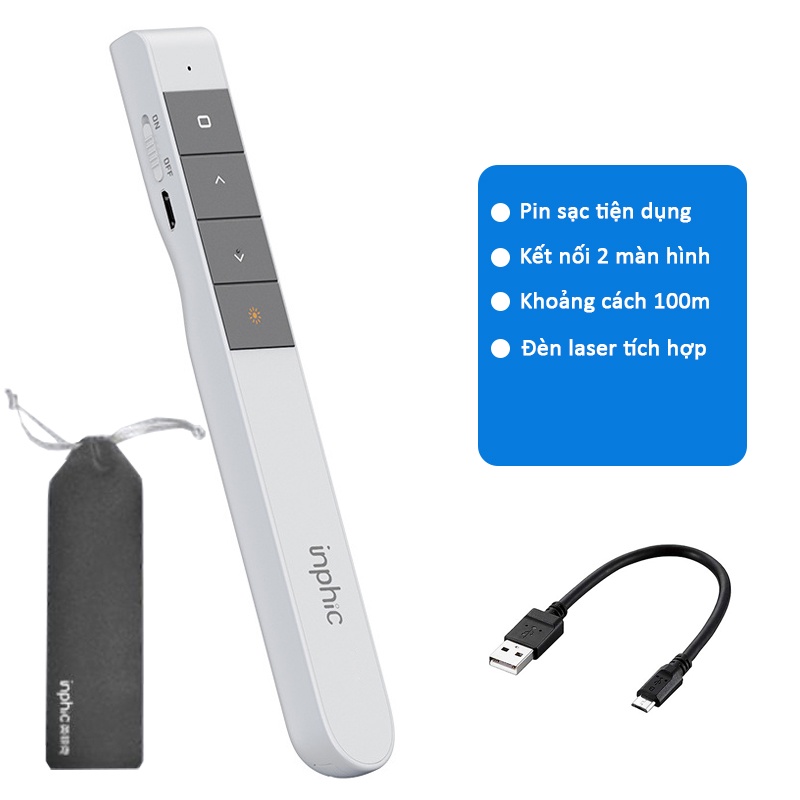 GiGiBomstore Bút Powerpoint không dây - Máy chiếu Laser L1P có điều khiển 2 màn hình cho văn phòng