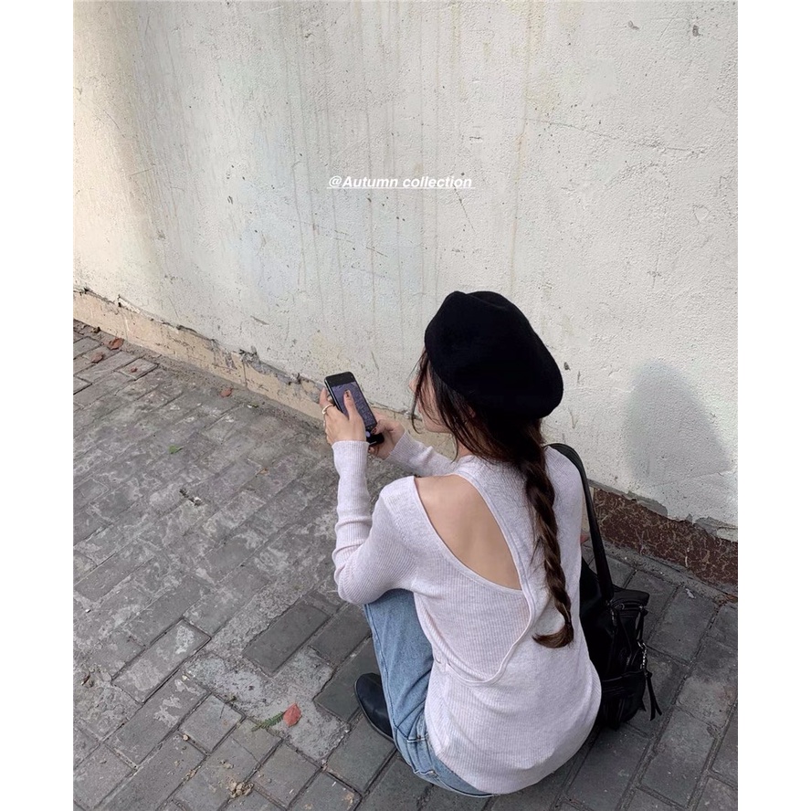 Áo khoác sweater dệt kim màu hồng đào giả hai lớp thời trang thu đông thanh lịch cho nữ