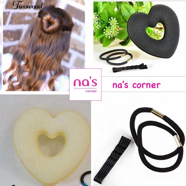 Bộ 3 món dụng cụ bới tóc búi tóc hình trái tim
