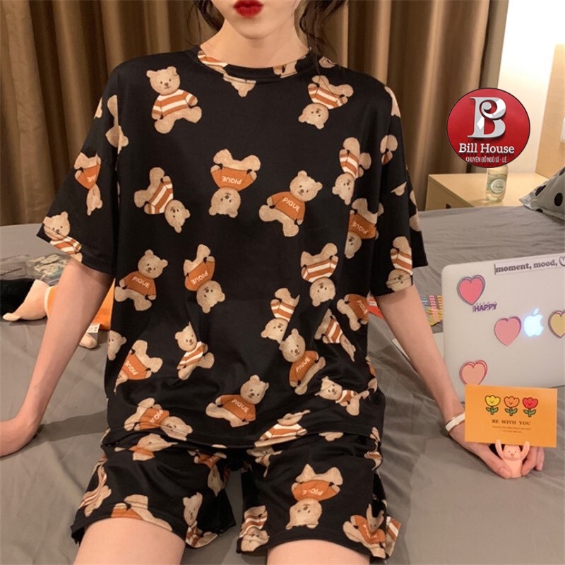 Bộ Ngủ Hoạt Hình Tay Cộc Quần Cộc Chất Cotton Cực Mềm Mịn Mát XKBC01 | BigBuy360 - bigbuy360.vn