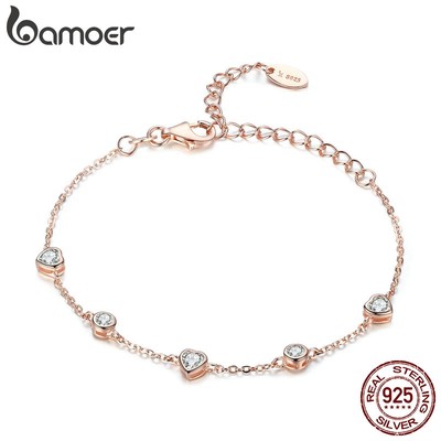 Vòng Đeo Tay Bamoer Bằng Bạc 925 Mạ Màu Vàng Hồng Cho Nữ