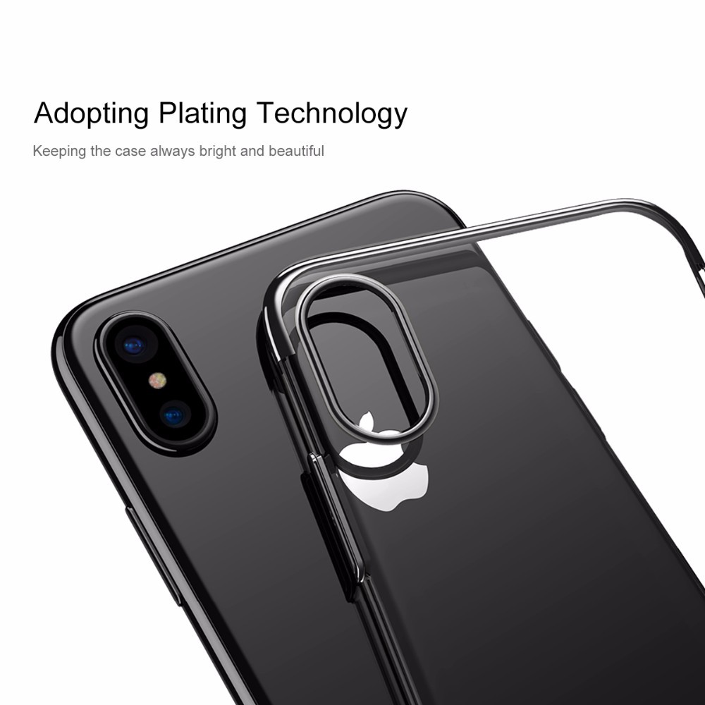 Ốp lưng Iphone X trong suốt viền màu Glitter chính hãng Baseus