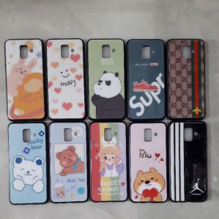 SAMSUNG A6 PLUS - Ốp lưng nhựa kính cường lực in hình siêu dễ thương