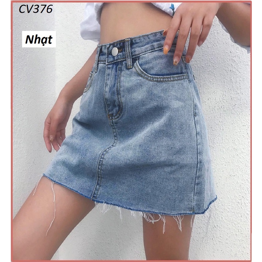 Chân váy jean dáng A trơn CV357