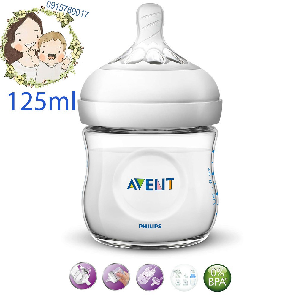 HÀNG NỘI ĐỊA MỸ- Bình sữa cho bé-Bình sữa Philips AVENT Natural 125ml