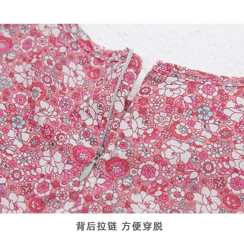 Đầm Công Chúa Cotton Tay Phồng Không Tay Phối Ren In Họa Tiết Hoa Dễ Thương Phong Cách Phương Tây Dành Cho Bé Gái 90-160cm