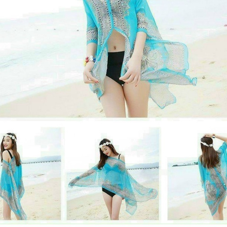 Khăn choàng BOHO đi biển chil chil phong cách Hàn Quốc, khăn choàng chất voan, phong cách vintage cao cấp MS 01-08