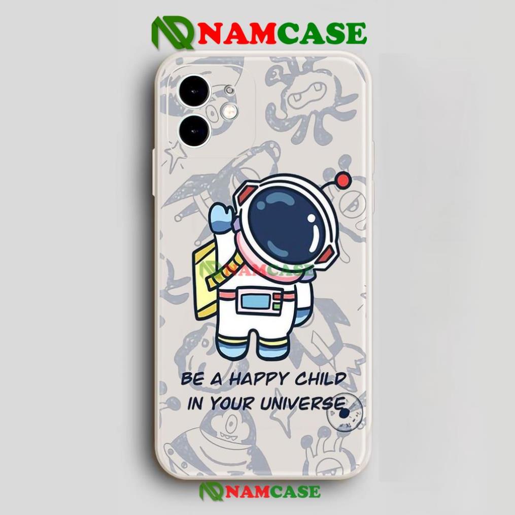 Ốp lưng iPhone Phi hành gia Cute cạnh viền vuông silicon mềm dẻo cho iphone 6/6s/7/8/X/XS/11/12/13 Pro Plus Max