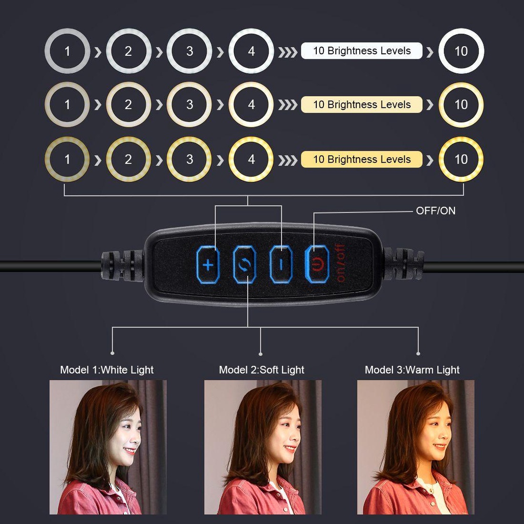 BEBETTERM Vòng Đèn LED 10.2 inch Hỗ Trợ Chụp Ảnh Selfie