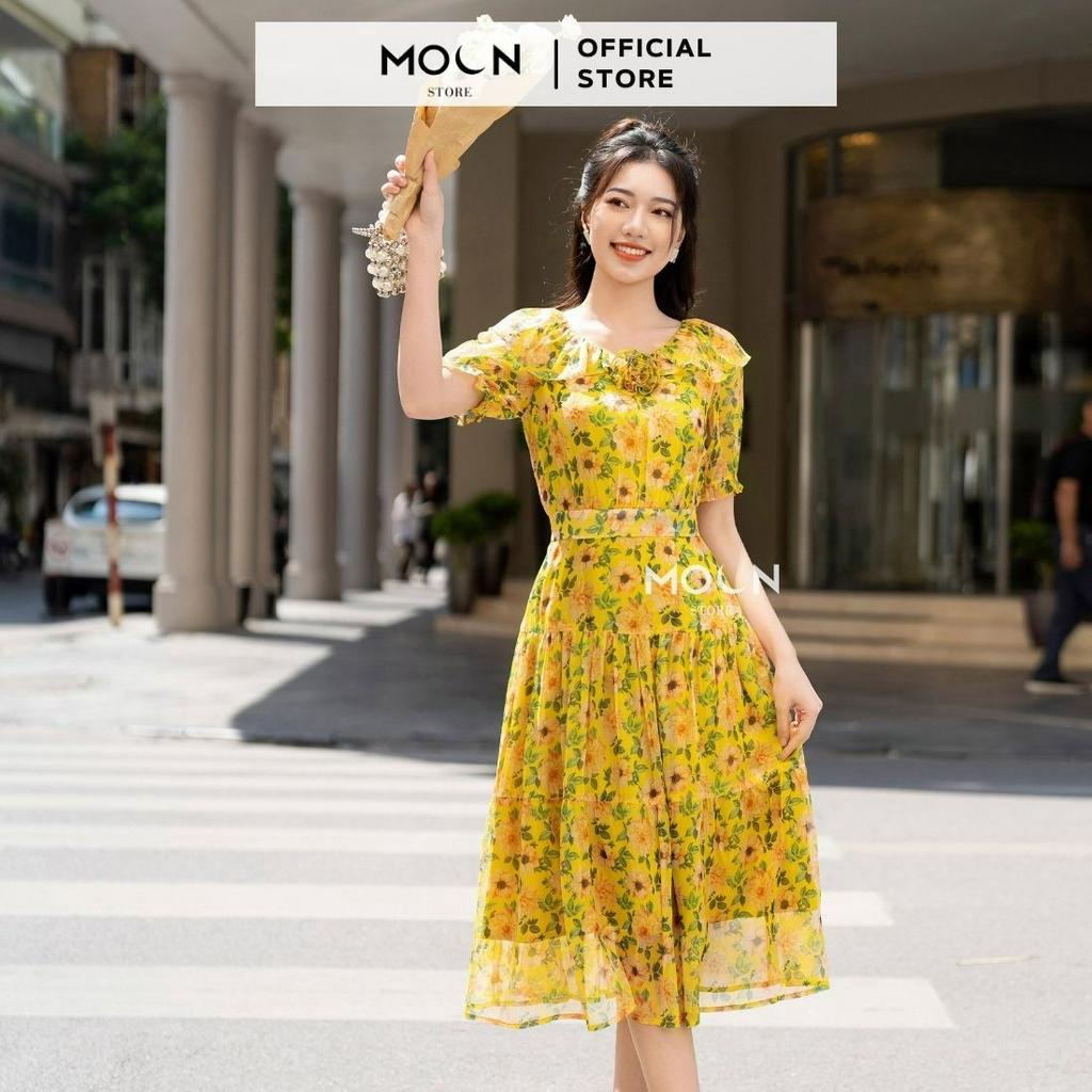 Váy dài nữ thiết kế 𝐌𝐎𝐎𝐍 công sở du lịch chất tơ óng thiết kế thắt eo dáng dài MV246