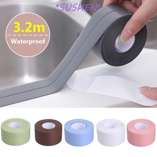 Băng Keo Dán Viền Bồn Rửa Nhà Bếp/Phòng Tắm Bằng PVC Chống Nước Màu Xám/Xanh Lá/Hồng 3.2m