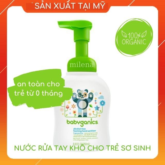 [Nhập Mỹ] Nước Rửa Tay Khô Babyganics Cho Trẻ Sơ Sinh Từ 0 Tháng, FDA Hoa Kỳ, 100% Tự Nhiên, Ko Dị Ứng Date 10/21