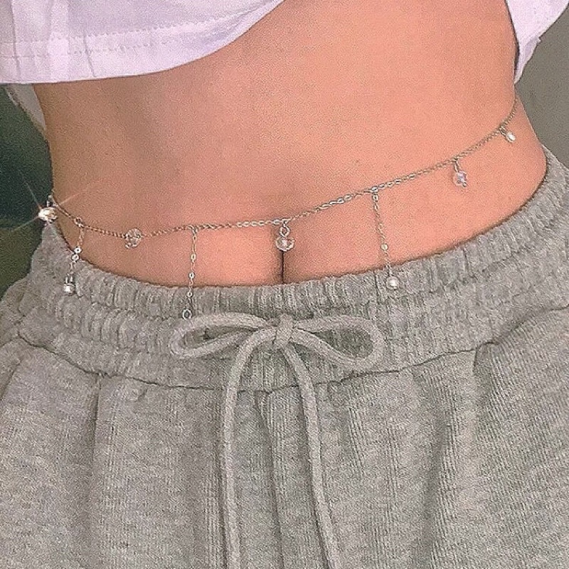 Body chain eo bụng kiểu thả sợi viên đá Sexy C002 Meo shop - Belt chain eo bụng kim loại mix đá thả sợi sang chảnh