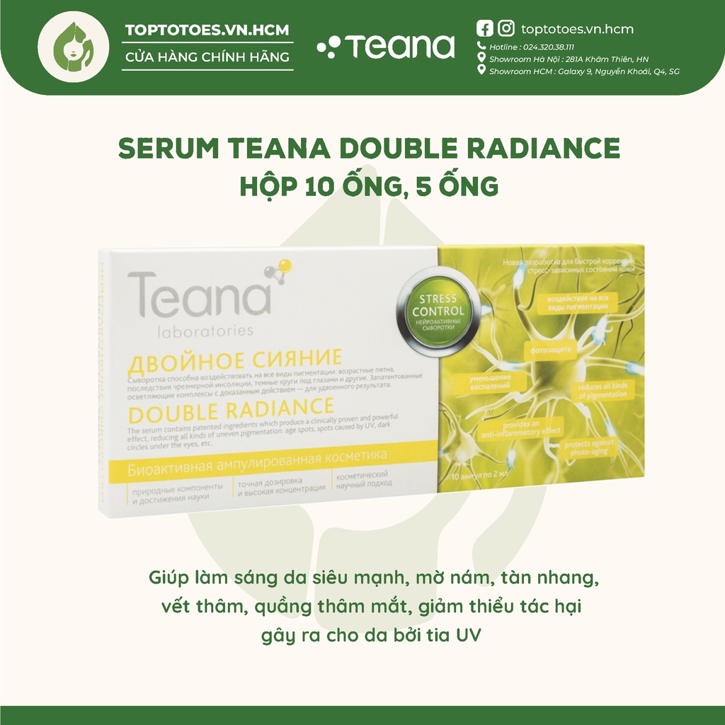 Serum Teana Stress Control Double Radiance làm da sáng, trắng hồng, mờ nám, tàn nhang, thâm, quầng mắt