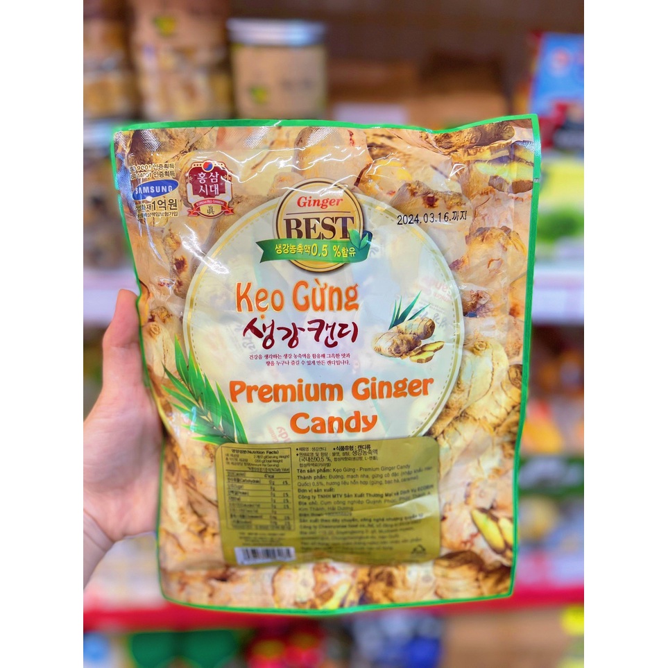 Kẹo gừng Hàn Quốc ⚡ CHẤT LƯỢNG CAO ⚡ Premium Ginger Candy cao cấp, thơm ngon, giảm cảm giác say tàu xe