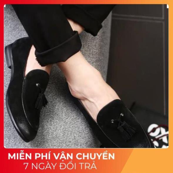 (HÀNG SIÊU CẤP) (Ảnh Thật) Giày Lười Nam Da Lộn Dây Chuông lịch lãm đủ 3 màu