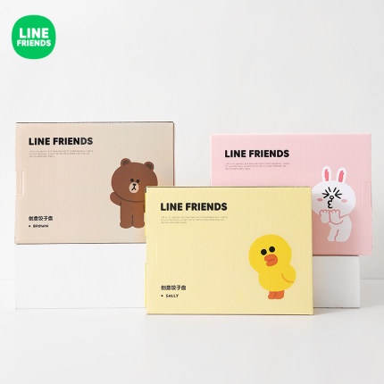 Khay đựng thức ăn Line Friends cho bé có ngăn đựng nước chấm bằng sứ cao cấp