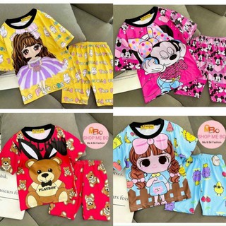 Bộ quần áo cotton thun lạnh in 3D cho bé gái 8-20kg