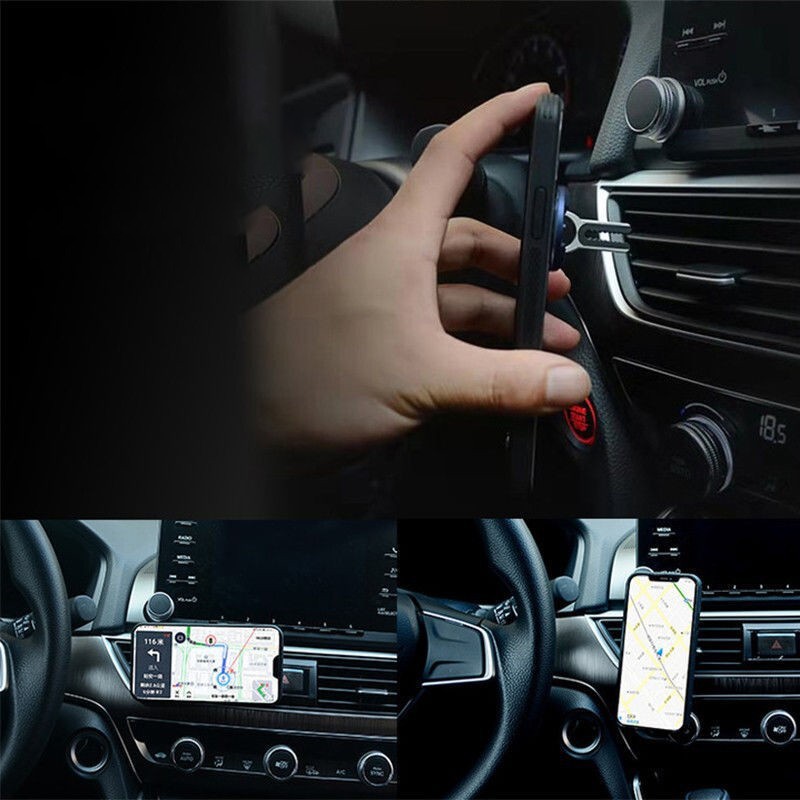 Giá đỡ dán lưng điện thoại gắn lỗ thông hơi điều hòa ô tô, góc xoay 360 độ linh hoạt, chất liệu hợp kim chắc chắn