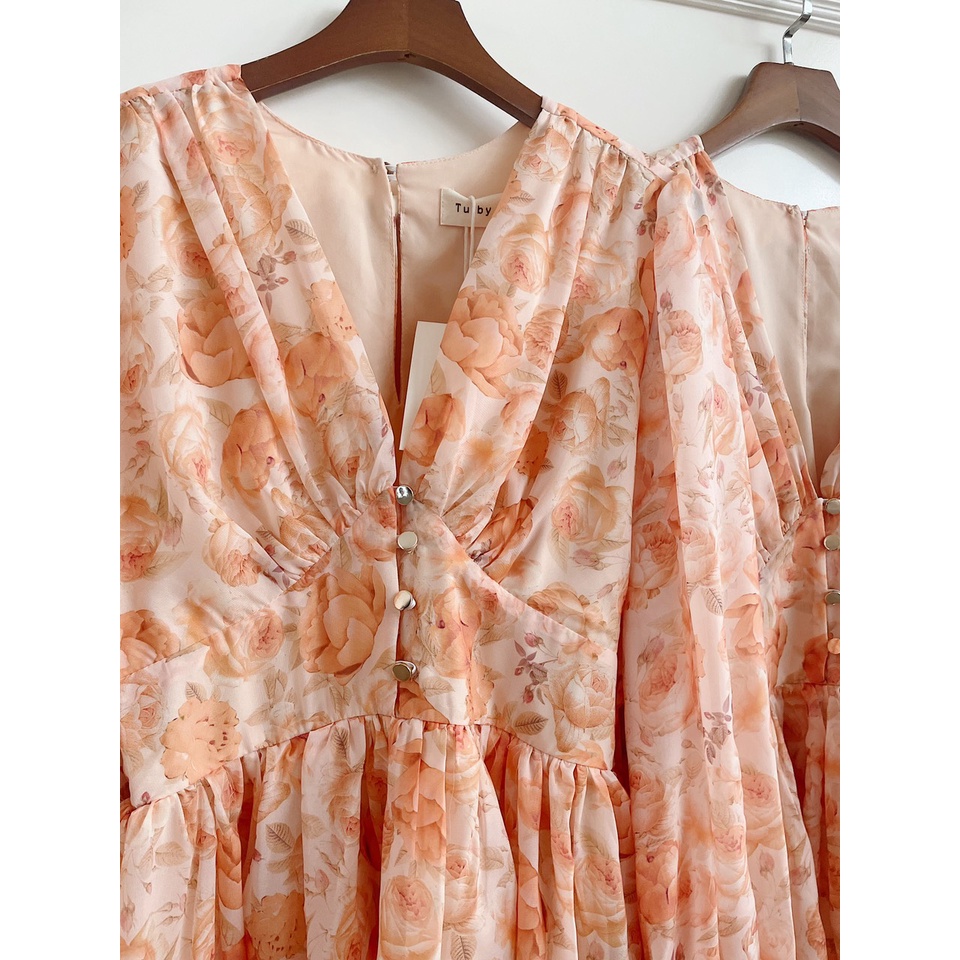 TUBYCATU | Jumpsuit hoa cam orange rose