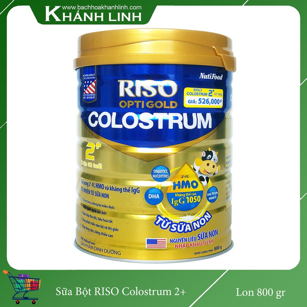 Sữa Nutifood Riso Colostrum 2+ HMO IgG 800G (trẻ trên 2 tuổi)