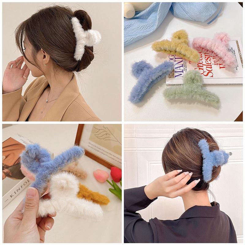 Kẹp Tóc Hình Cá Mập Phối Lông Thời Trang Cho Nữ