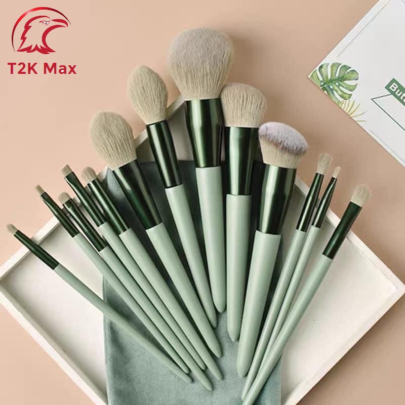 Bộ cọ trang điểm cá nhân fix 13 món chuyên nghiệp hàng nội địa trung tặng kèm túi vải - T2K Max