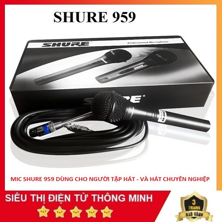 Micro Có Dây Karaoke SHURE SM-959 Dùng Cho Người Tập Hát Và Người Hát Chuyên Nghiệp Full Box Tặng Kèm Bao Da