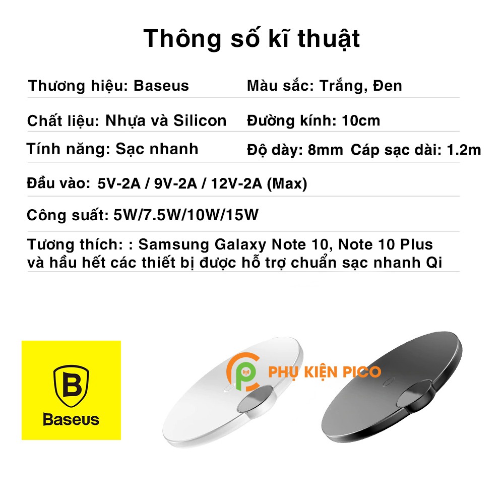 Đế sạc nhanh không dây Samsung Galaxy Note 10 / Samsung Note 10 Plus 15W chính hãng Baseus chuẩn Qi – Cốc sạc Samsung