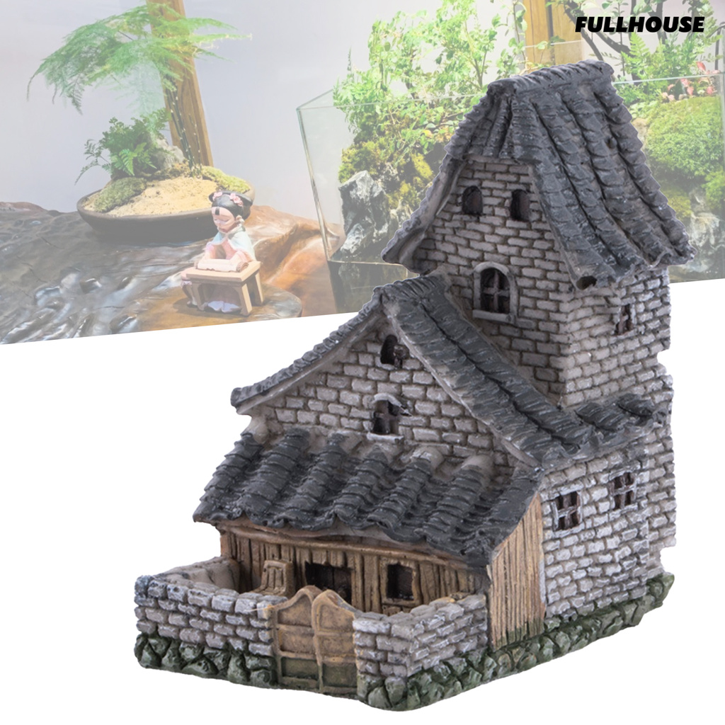 FullHouse Small House Eco-friendly Fall Resistant Resin Mini House Model Statue for Home