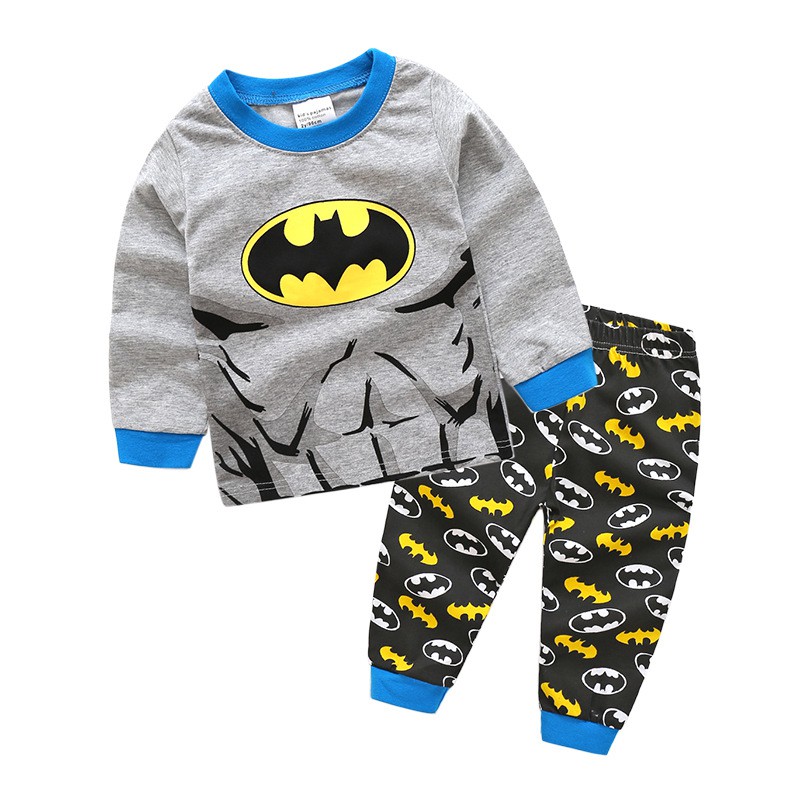 Bộ Đồ Ngủ Tay Dài In Hoạt Hình Người Nhện / Batman Dễ Thương Cho Bé Trai