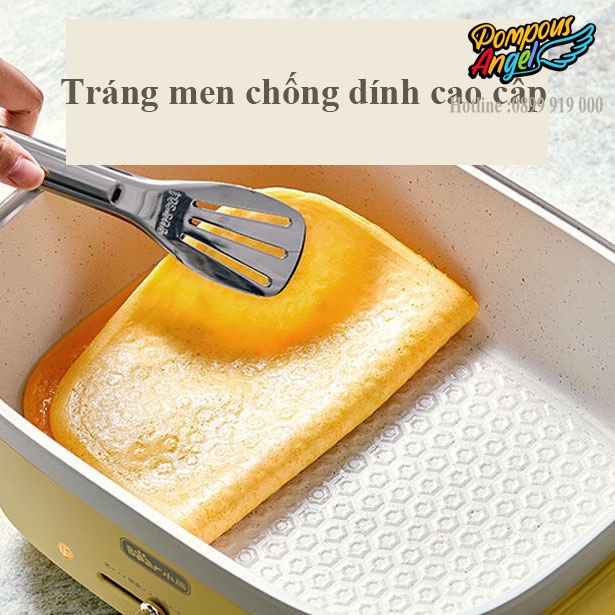 Nồi lẩu nướng điện tráng men chống dính BEAR DHG-C50T1 dung tích 5L , 1500W màu vàng , bảo hành 12 tháng