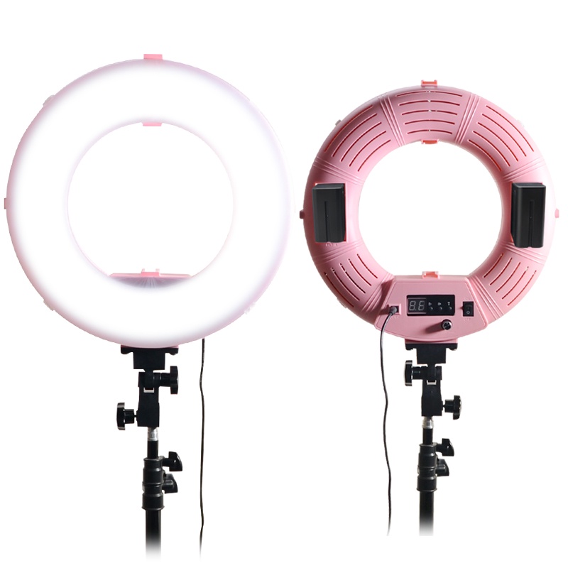Đèn Led Ring MD250P 3200-7500K Màu Hồng 14 inch có đế gắn pin CAO CẤP
