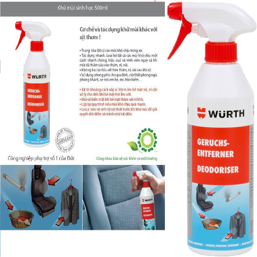 Combo vệ sinh nội thất + khử mùi nội thất WURTH lựa chọn tốt nhất cho xe gia đình