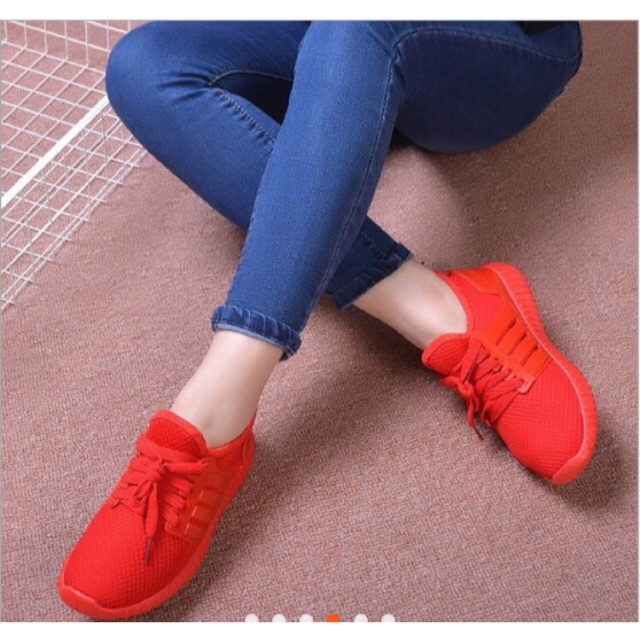 Giày thể thao thoáng mát hè hot trend, 2 màu đen đỏ, đi tập hè! AMGOBET