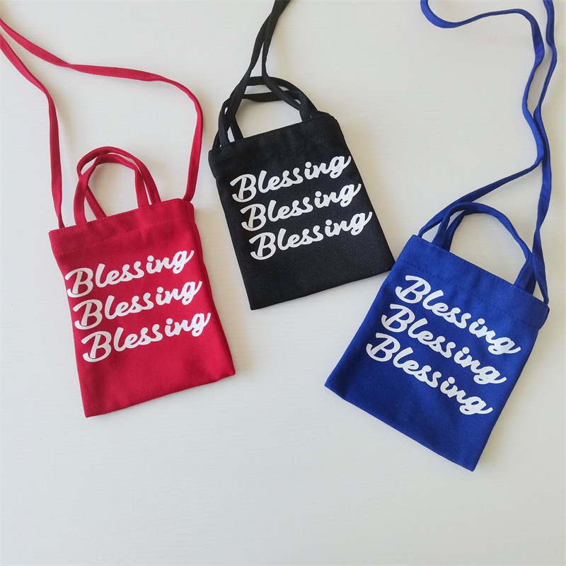 Túi Xách Đeo Vai Vải Bạt In Chữ Thời Trang Hàn Quốc Đáng Yêu Dành Cho Trẻ