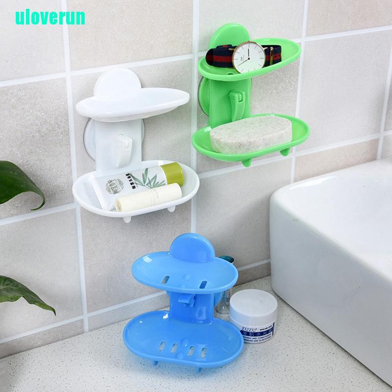 Uloverun Giá Đỡ Xà Phòng Hai Lớp Có Giác Hút Mạnh Hợp Thời Trang Cho Phòng Tắm
