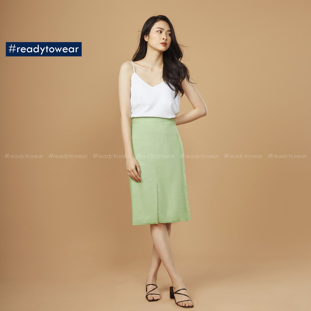 Chân váy xẻ tà dáng dài suông chữ A midi 2 lớp ôm nhẹ công sở màu trắng vàng tím be - linen long office skirt CV01 | BigBuy360 - bigbuy360.vn