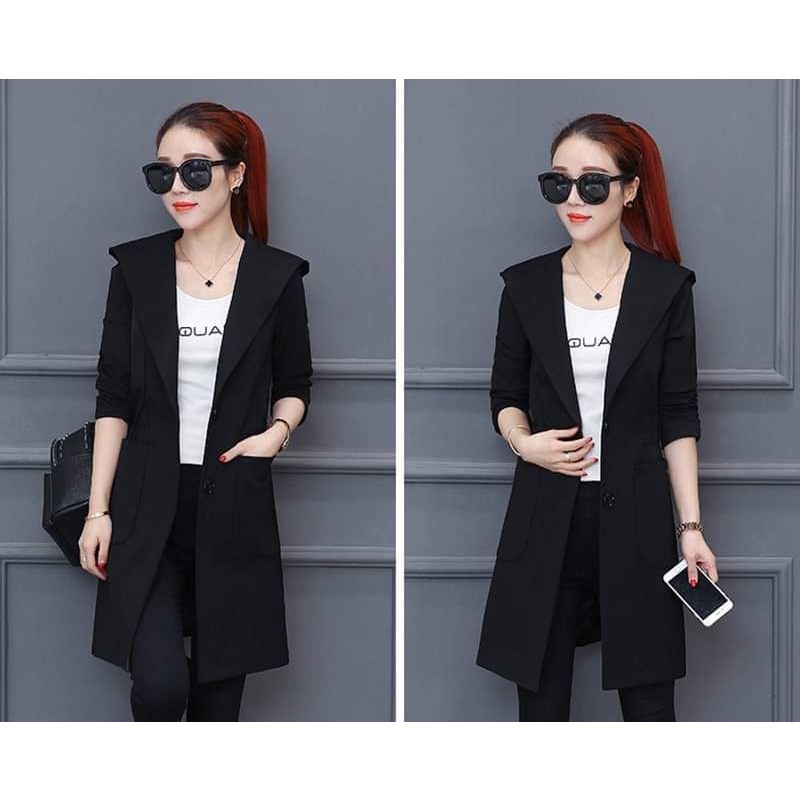 ÁO KHOÁC NÓN FORM DÀI THUN DA CÁ