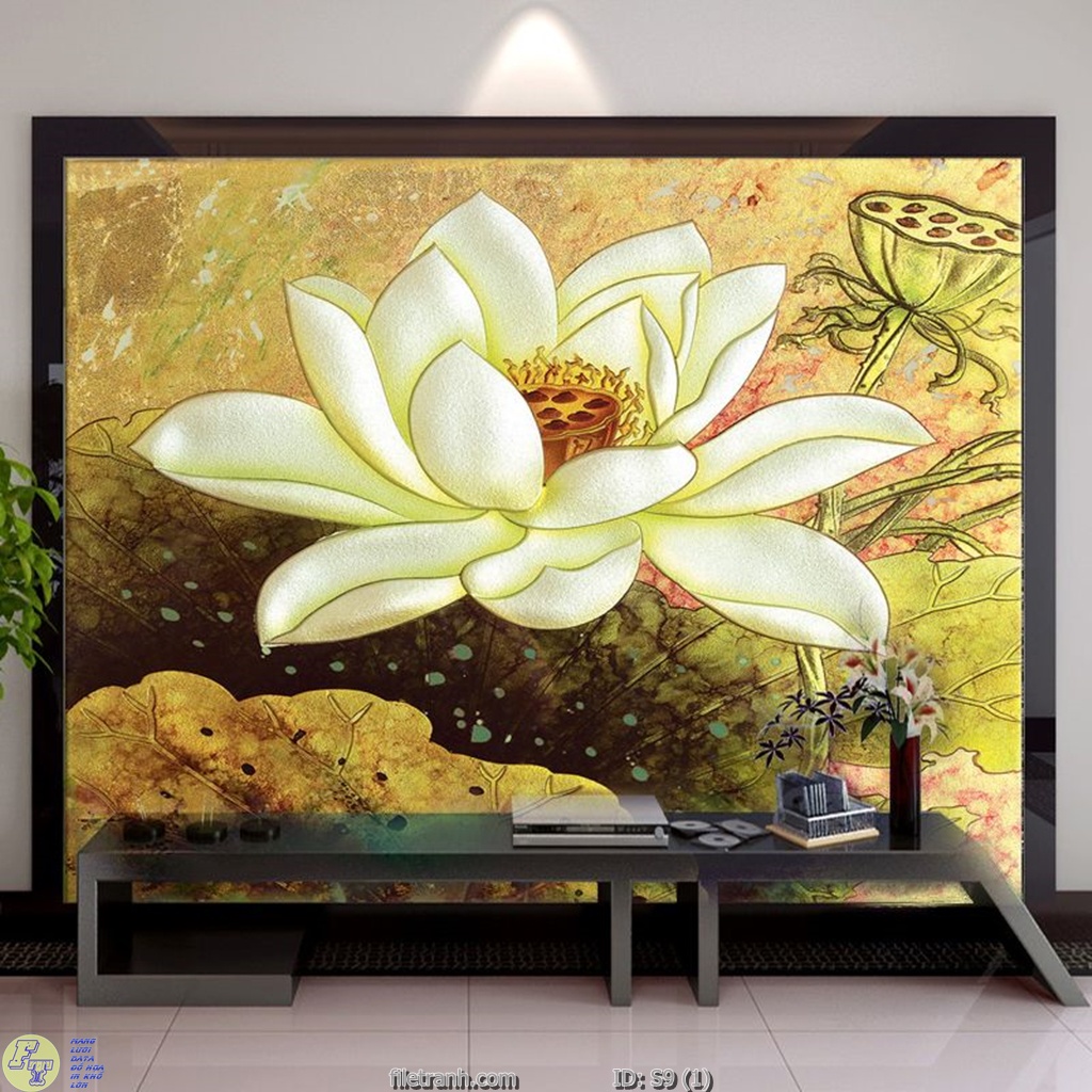 Tranh Hoa Sen đẹp treo phòng khách, phòng làm việc, phòng trà, phòng tiệc, khách sạn... nhiễu mẫu đẹp