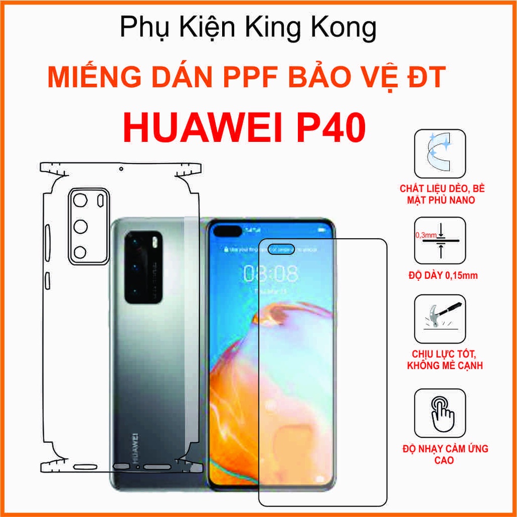 Miếng dán Ppf Huawei P40 Dán ppf full viền chống bám vân tay