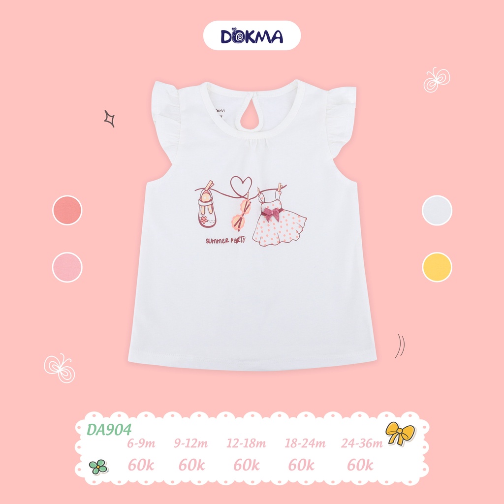 (6-&gt;36 tháng) Áo cộc tay cánh tiên bé gái Dokma, chất cotton hữu cơ mềm mịn, thoáng mát (DA904)