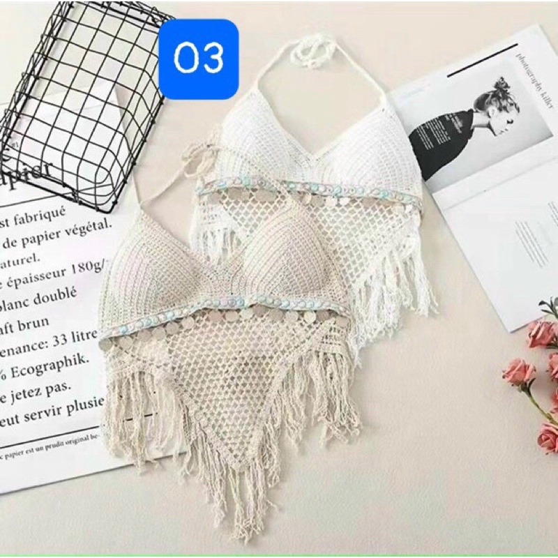 Áo bra sợi móc⚡️bikini ren đi biển hót hit 2022
