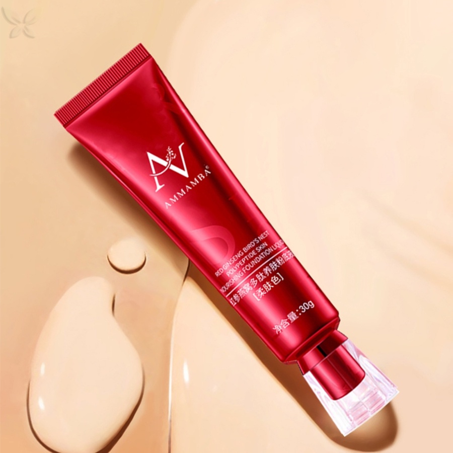 Red Ginseng Bird 's Nest Polypeptide Concealer Liquid Foundation Brightening Oil Control Long Lasting Chống Thấm Nước Full Cover Face Base