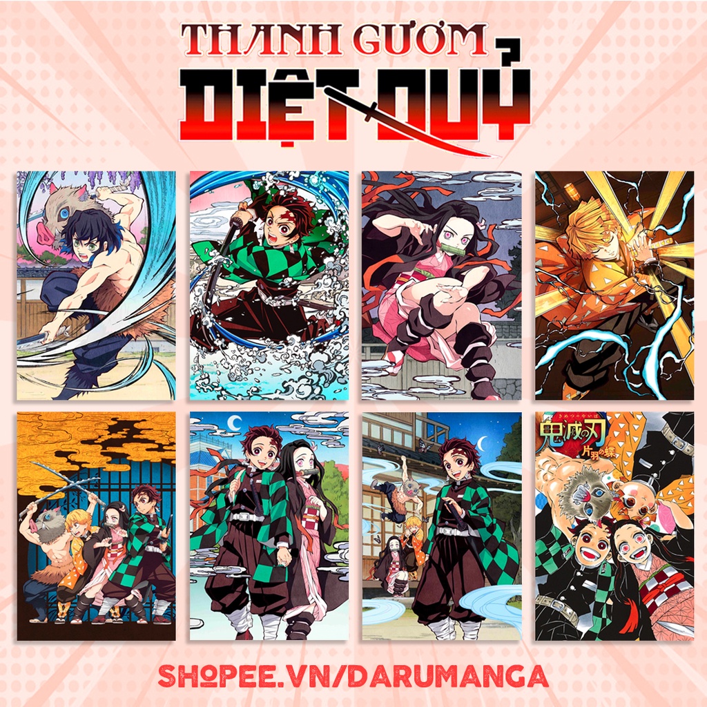 Card 4 nhân vật chính KIMETSU NO YAIBA  - DARUMANGA SHOP