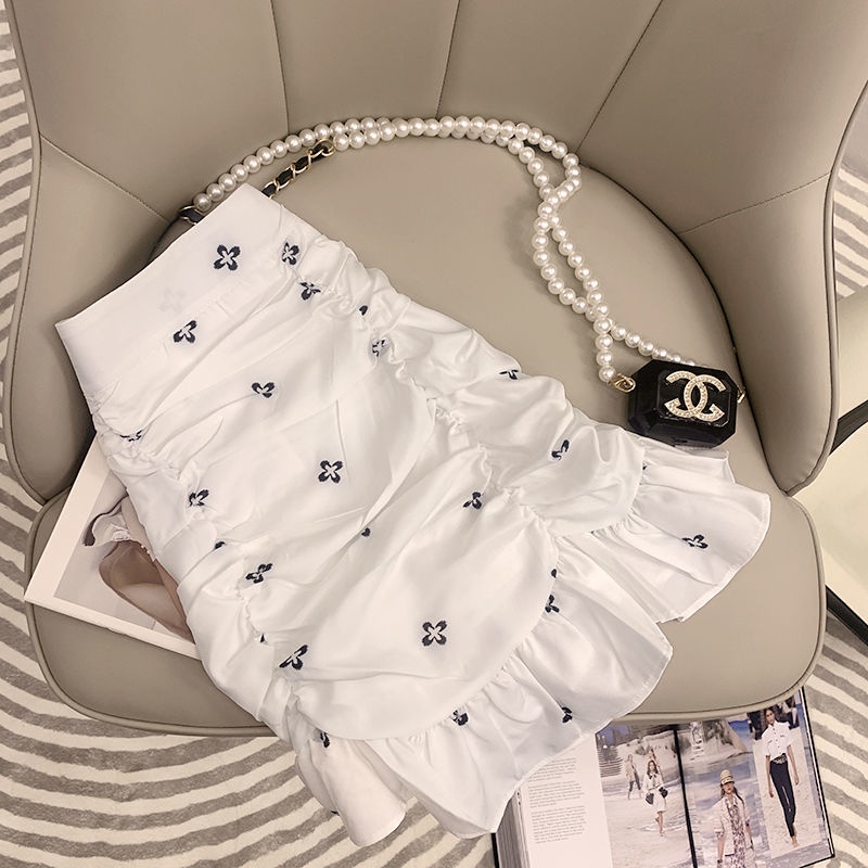 Set Áo Tay Phồng Cổ Vuông + Chân Váy Hoa Phối Bèo Thời Trang Mùa Hè